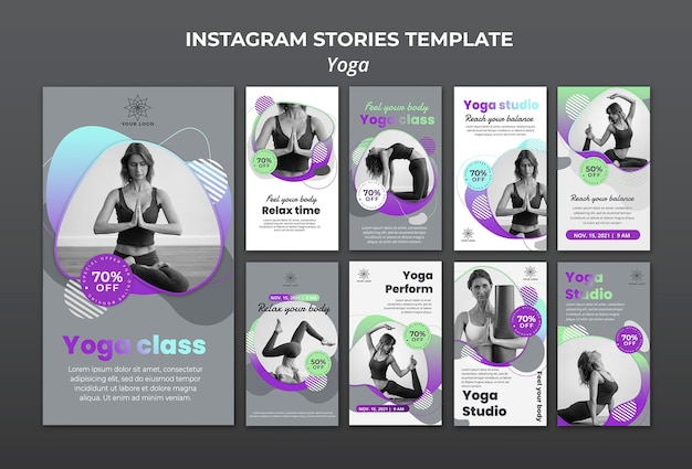 Raccolta di storie di Instagram per lezioni di yoga