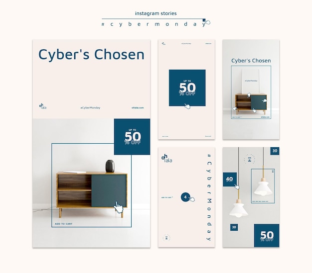 Raccolta di storie di Instagram per lo shopping del cyber lunedì