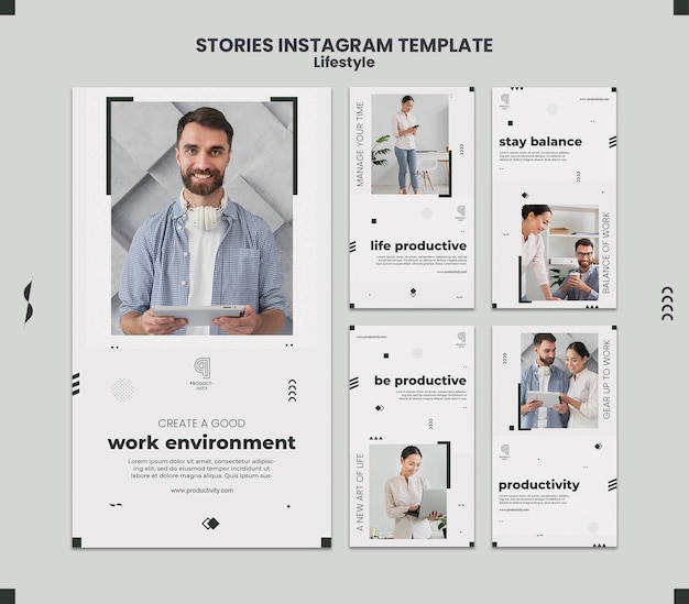 Raccolta di storie di Instagram per produttività ed equilibrio