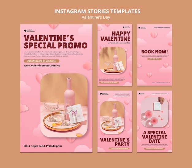 Raccolta di storie di Instagram per San Valentino con bevande