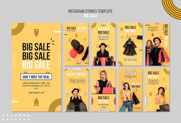 Raccolta di storie di Instagram per una grande vendita