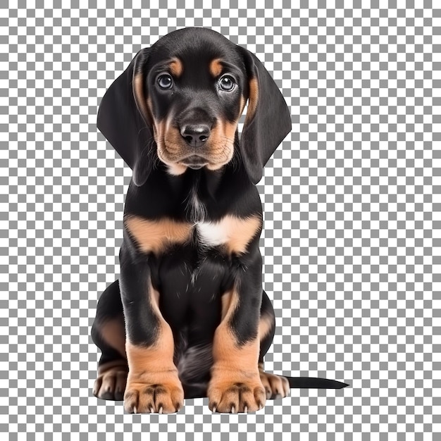 PSD race de chien chiot coonhound mignon isolée sur fond transparent