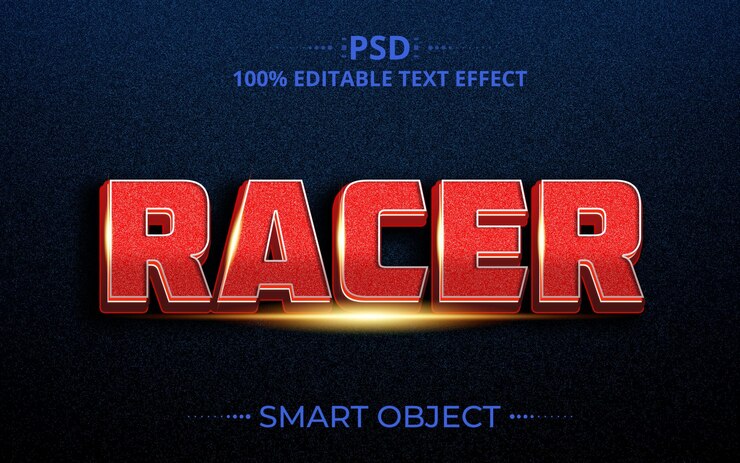 PSD racer 3d psd diseño de efecto de texto creativo