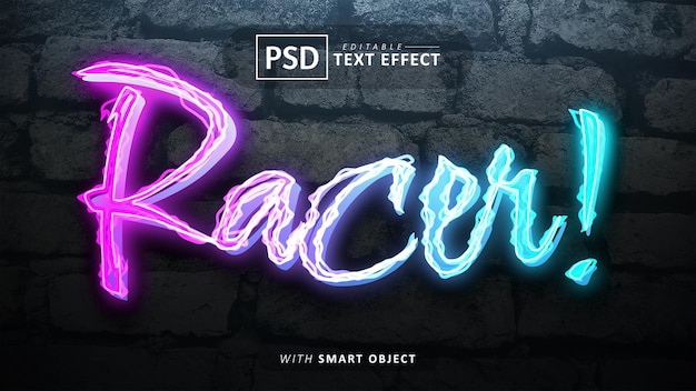 PSD racer text bearbeitbare neonschrifteffekte