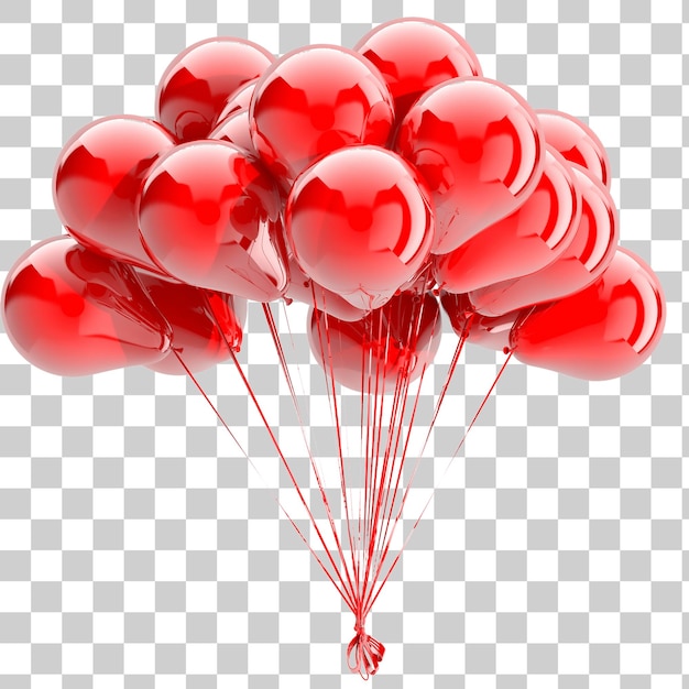 El racimo de globos rojos
