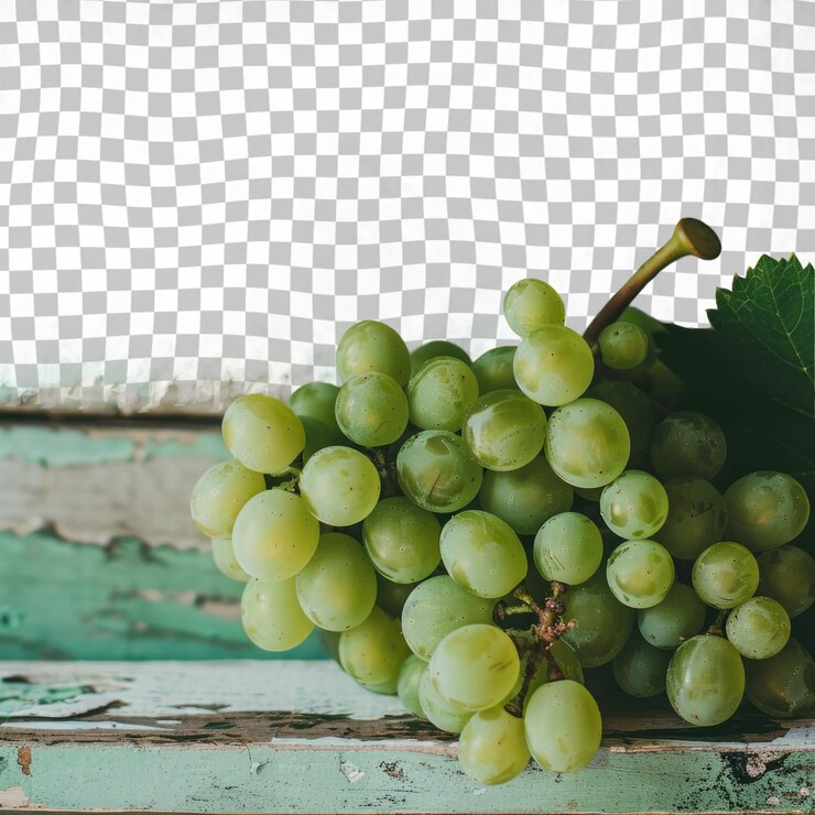 PSD un racimo de uvas con un fondo blanco con un patrón a cuadros