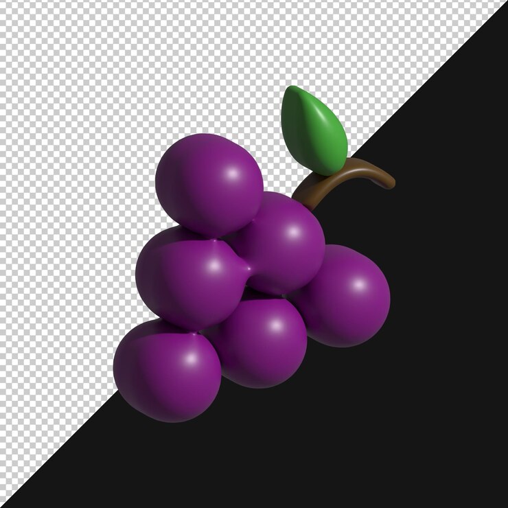 PSD un racimo de uvas púrpuras en una representación 3d