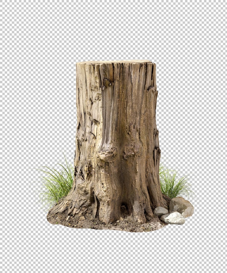 PSD racines de souches d'arbres découpées en bois dur 3d