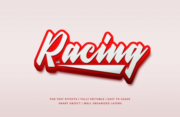 Racing 3d textstil effekt premium psd