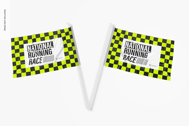 Racing flags mockup, ansicht von oben