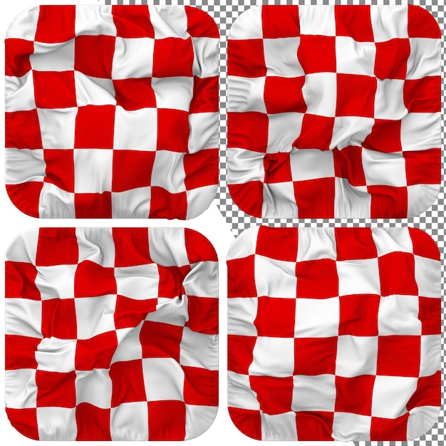 PSD racing rot-weiß karierte flagge squire form isoliert verschiedene stil bump texture 3d render