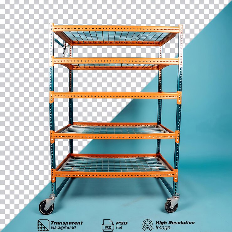 PSD rack metálico aislado sobre un fondo transparente