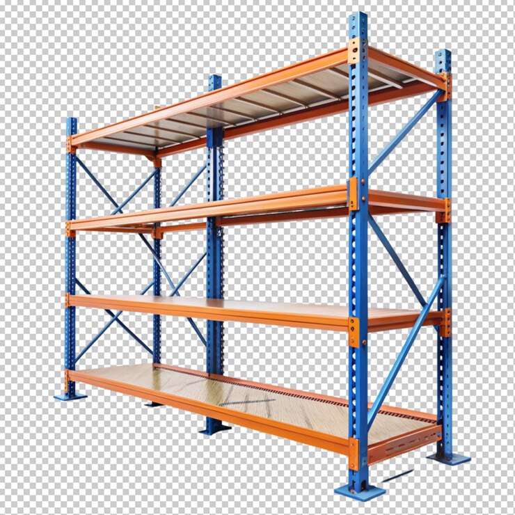 PSD rack à palettes en étagère métallique sur fond transparent