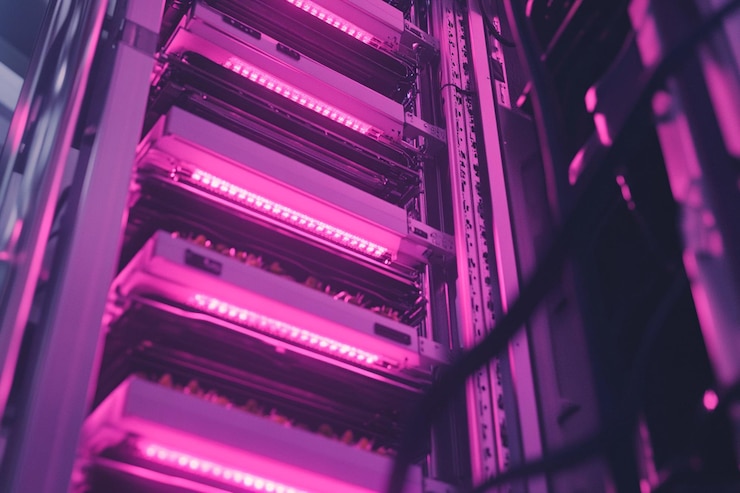 PSD rack per server pinklit con cavi per unità multiple e componenti interni