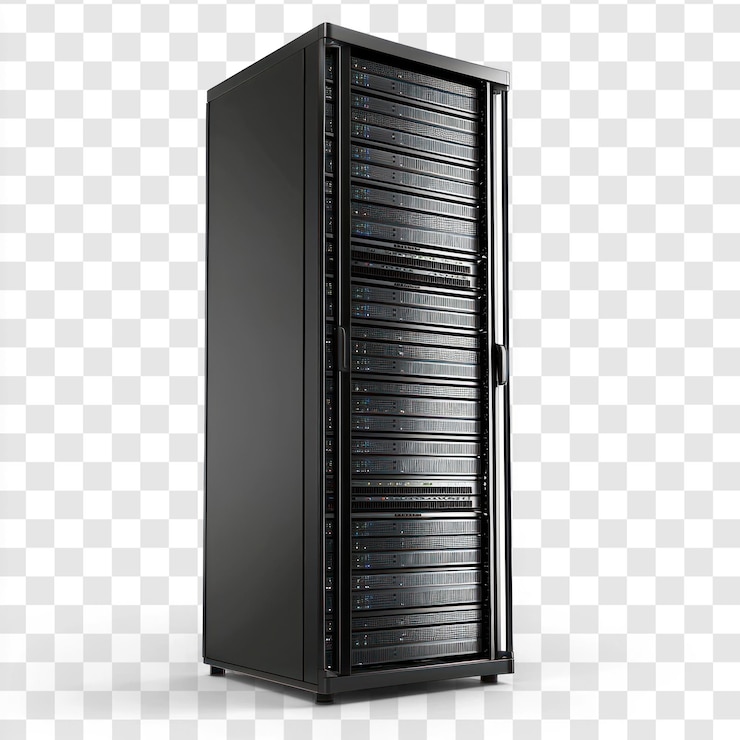 PSD un rack de servidor compacto con un diseño elegante aislado sobre un fondo transparente