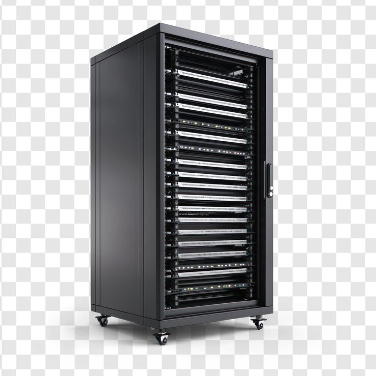 PSD un rack de servidor compacto con un diseño elegante aislado sobre un fondo transparente