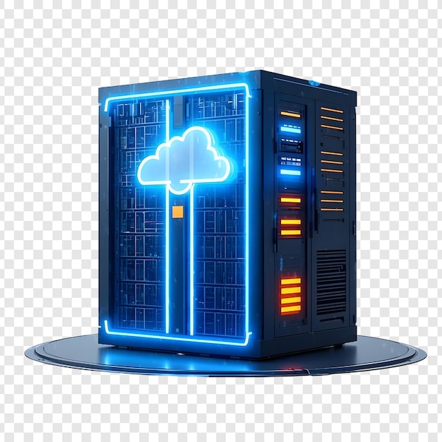 Rack de servidor de computadora aislado sobre un fondo transparente