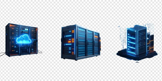 Rack de servidor de computadora aislado sobre un fondo transparente