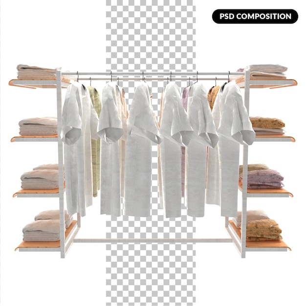 Rack with hanging clothes on it