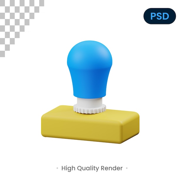 Ractangle cap 3d render ilustración premium psd