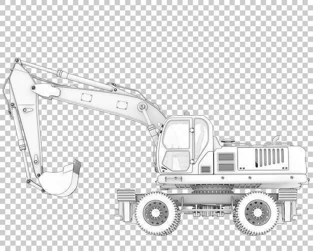 PSD radbagger auf transparentem hintergrund 3d-darstellung