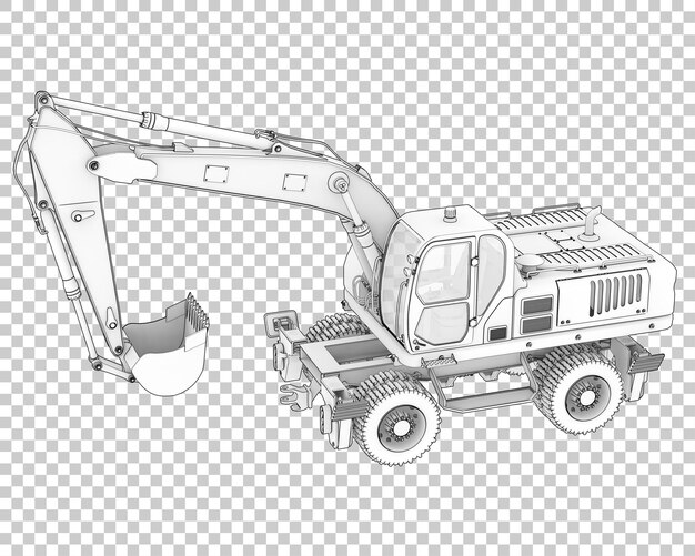 PSD radbagger auf transparentem hintergrund 3d-darstellung