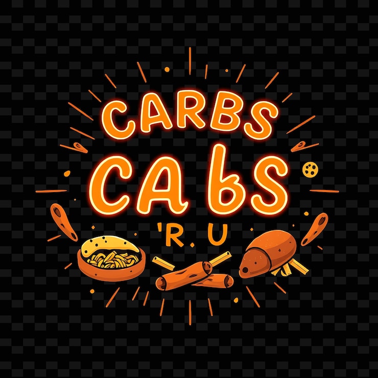 PSD radiant carbs r us rays de texto con neón marrón y cobre adornado con wi neon diseño tipográfico delicioso