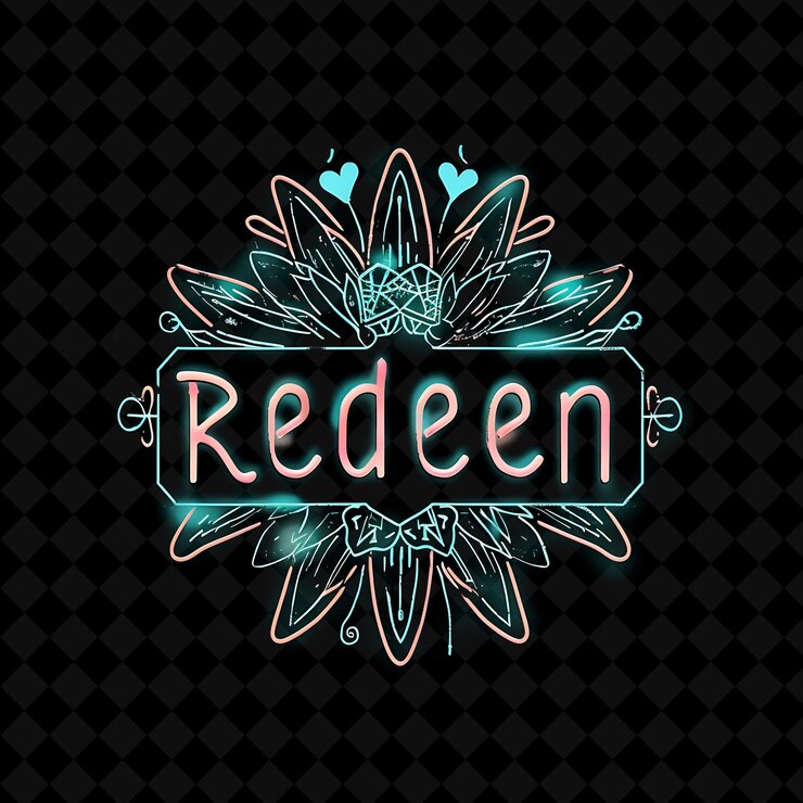 PSD radiantes luces de neón de texto de redención con oro de rosa de neón y diseños decorativos de post de venta png y2k