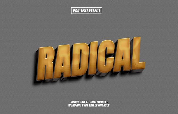 radikale Text-Effekt-Schriftart bearbeitbare Typographie 3D-Text