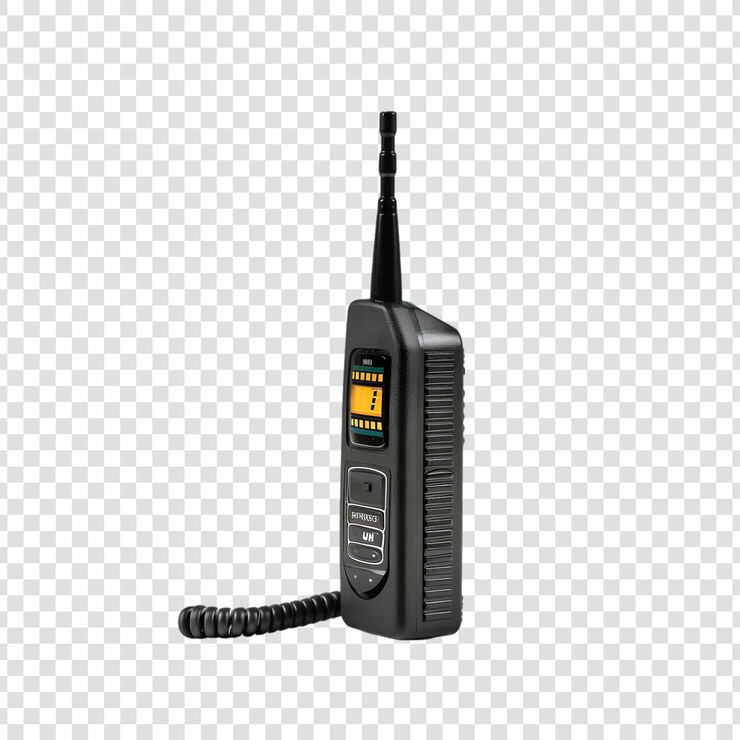 PSD radio de comunicación walkietalkie en un fondo transparente