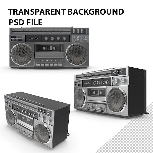 PSD rádio estéreo portátil retro e leitor de cassetes png