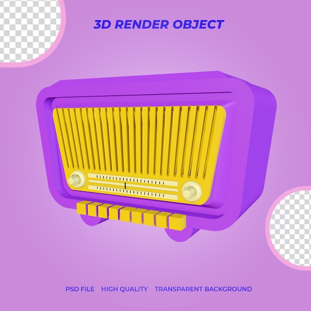 Radio Rétro De L'icône De Rendu 3d