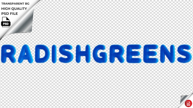 PSD radishgreens typographie blau flauschiger text psd durchsichtig