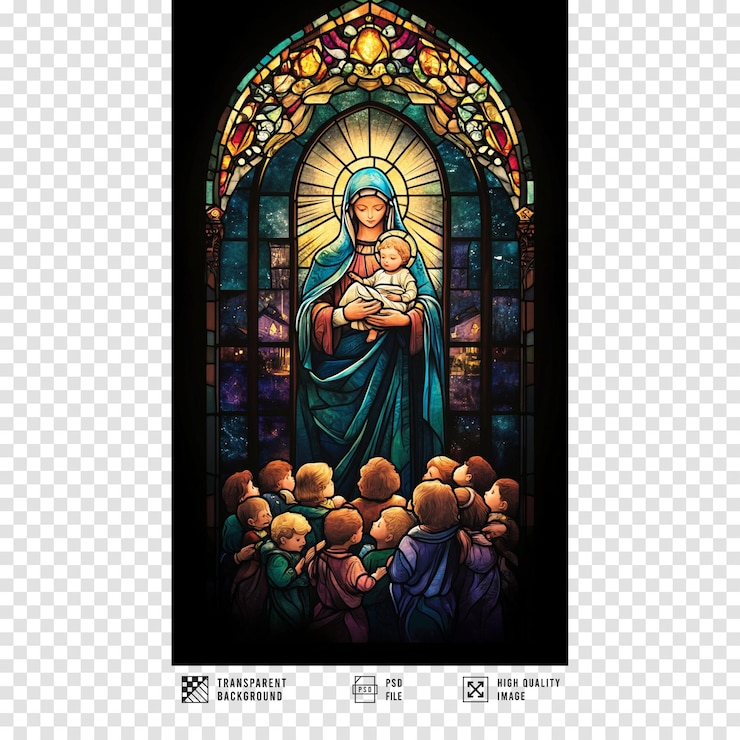 PSD raffigurante maria e il bambino gesù su uno sfondo trasparente