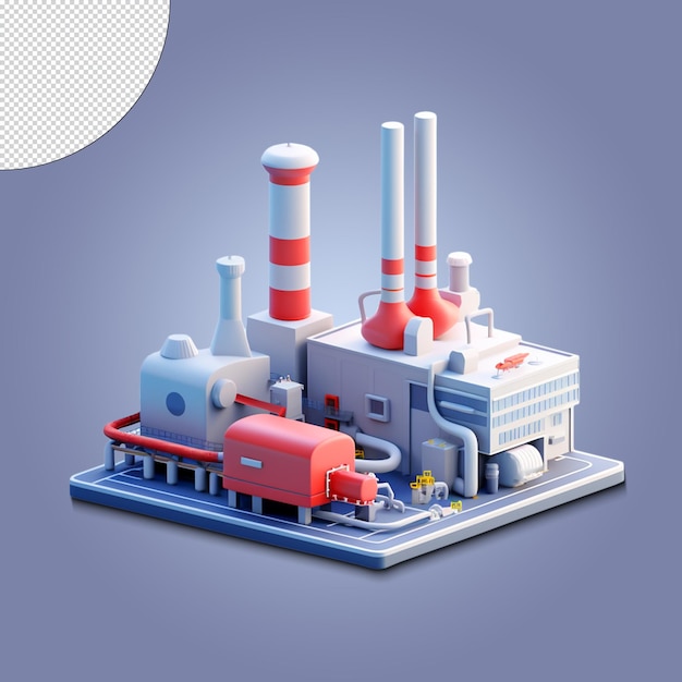 PSD raffineriefabrik 3d-rendering industrielle illustration transparenz