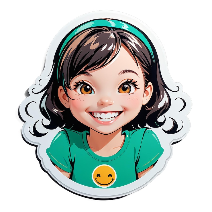 PSD ragazza fortunata con un sorriso adesivo