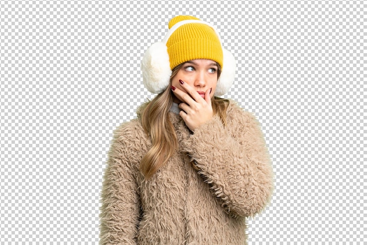 PSD ragazza giovane su uno sfondo isolato di chroma key