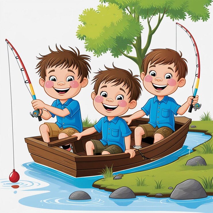 PSD ragazzi che pescano al fiume