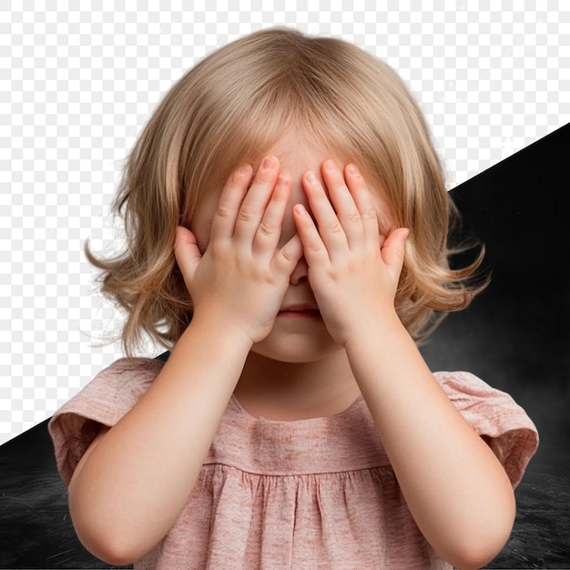 Ragazzina che nasconde la faccia triste