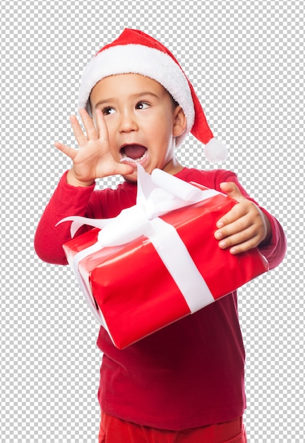 Ragazzino bambino festeggia il Natale