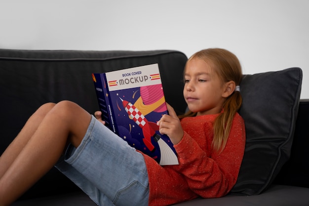 Ragazzo con il modello del libro aperto