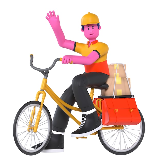 ragazzo consegna bicicletta consegnatore pacco corriere