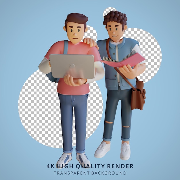 Ragazzo torna a scuola mascotte 3D Character illustration