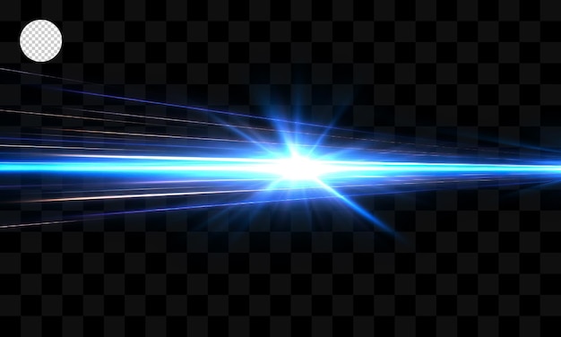 Raggi di luce blu su uno sfondo trasparente