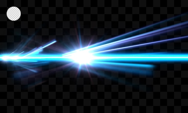Raggi di luce blu su uno sfondo trasparente