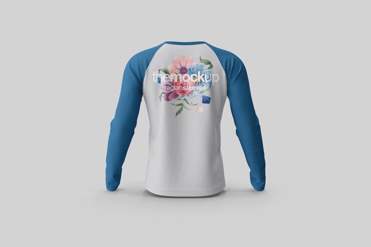 Raglan Long Sleeves Back View Mockup (Raglan a maniche lunghe)