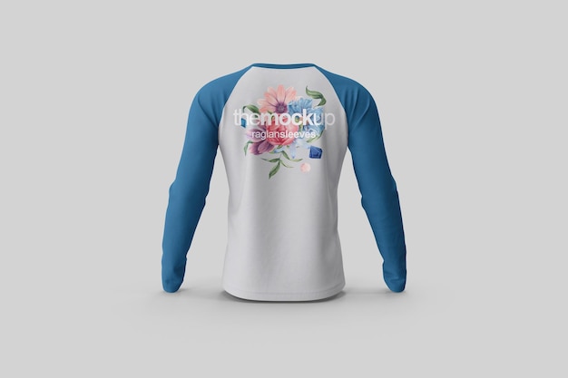 PSD raglan long sleeves mockup de visão traseira