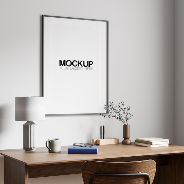Rahmen-Mockup Innenszene 3D-Illustration 3D-Rendering