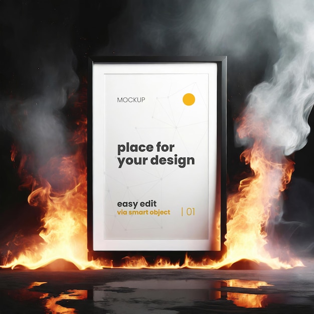 PSD rahmen-poster-mockup-set in flammen 05