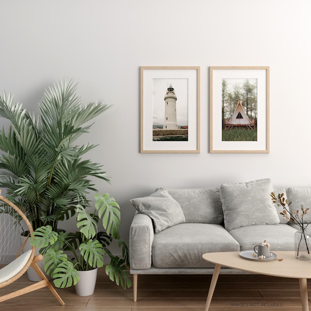 Rahmen- und Pflanzenmodelldesign in 3D-Rendering